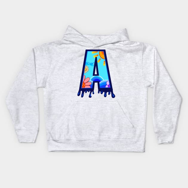 Personalized Monogram graffiti lettering capital uppercase letter A Kids Hoodie by Artonmytee